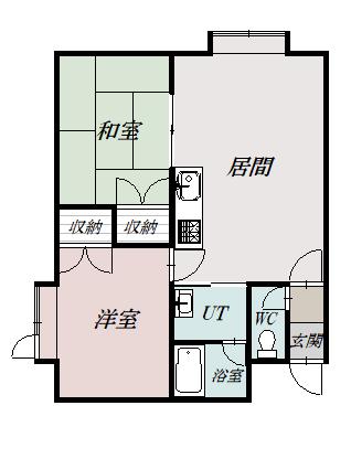 コーポひまわりB(2LDK/2階)の間取り写真