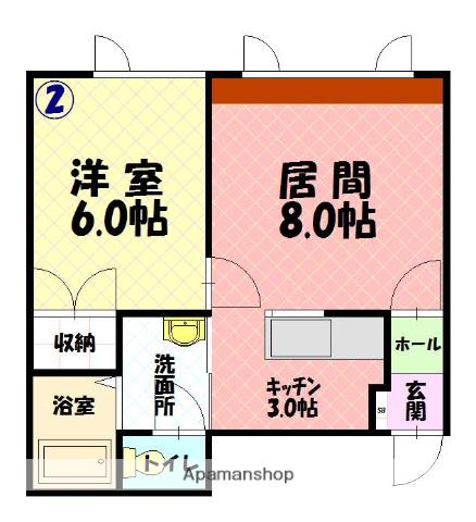 タウンズ豊岡(1LDK/2階)の間取り写真