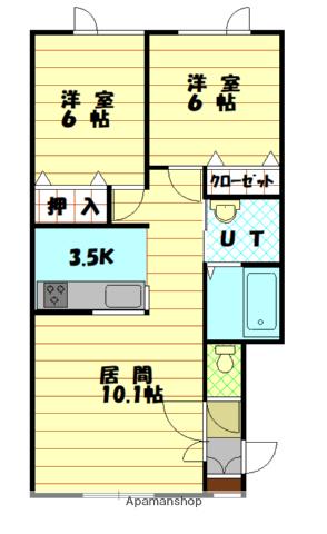 プレールⅡ(2LDK/1階)の間取り写真