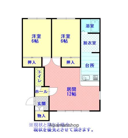 アポロ21 A棟(2LDK/1階)の間取り写真