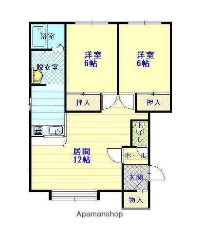 アポロ21 A棟(2LDK/2階)の間取り写真
