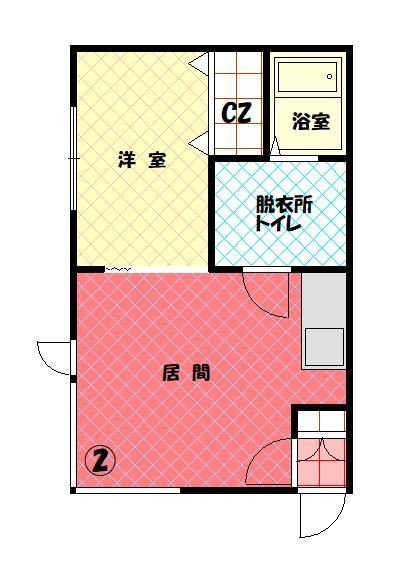スカイハイツ東2.4(1LDK/2階)の間取り写真