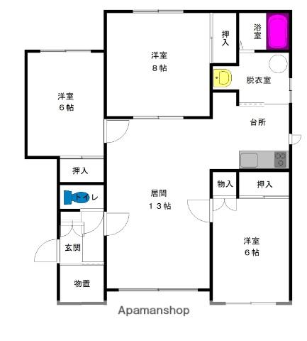 ノースタウンA(3LDK/1階)の間取り写真