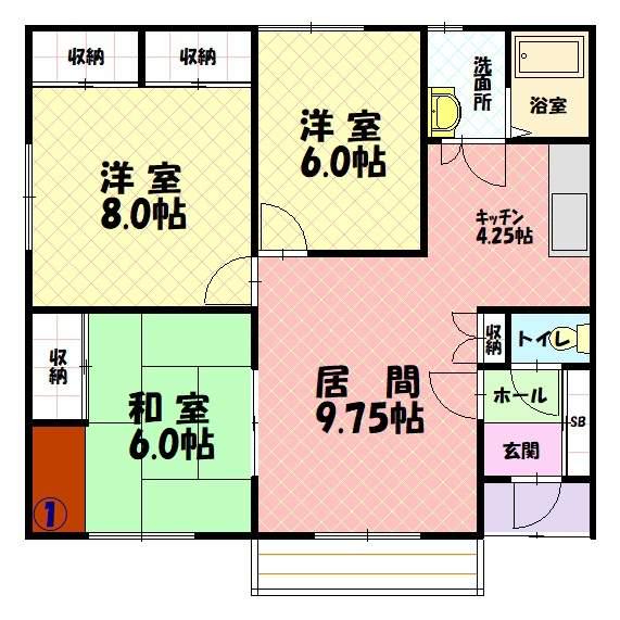 エポック永山B棟(3LDK/2階)の間取り写真