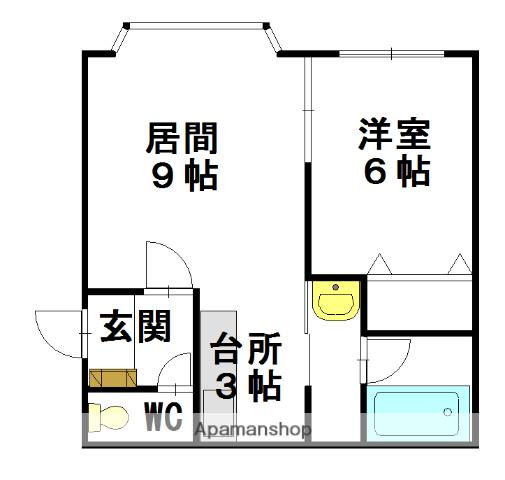 パークアベニュー新富(1LDK/1階)の間取り写真