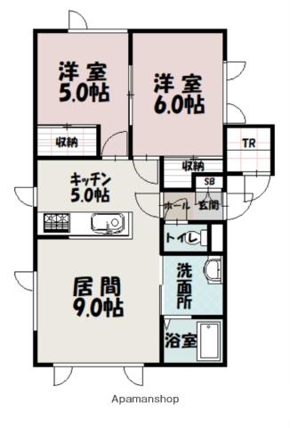 SAKURA(2LDK/2階)の間取り写真