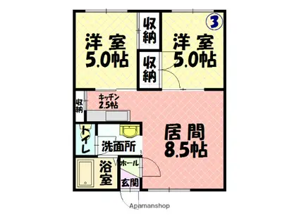 メゾンドエイシン(2LDK/1階)の間取り写真