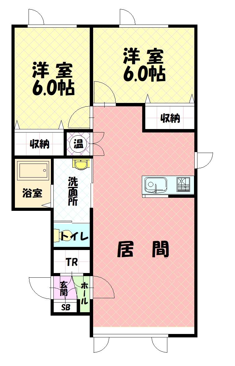 アイランドK・Ⅱ(2LDK/1階)の間取り写真