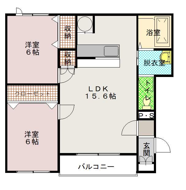 アルグレース豊岡(2LDK/1階)の間取り写真