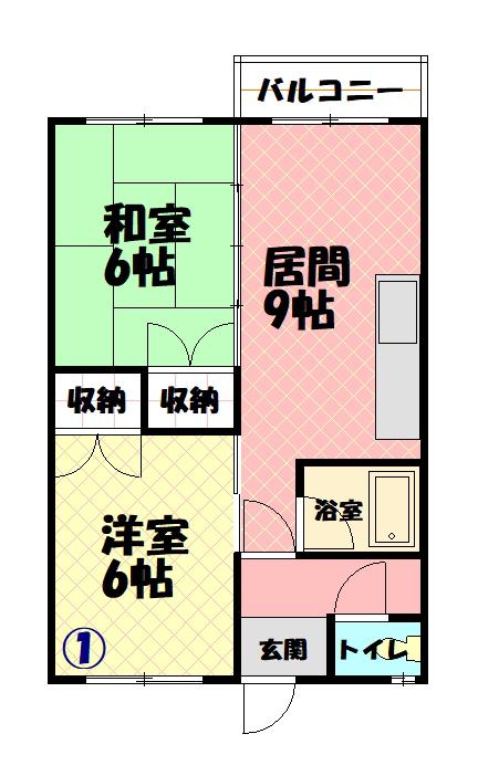 マンションやまだA棟(2DK/2階)の間取り写真