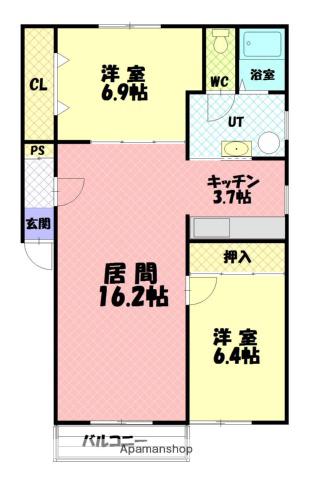 グランデⅣ(2LDK/3階)の間取り写真