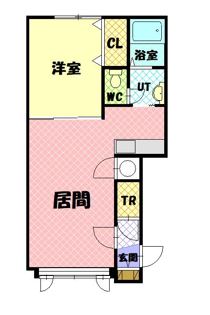 プレズィール豊岡B(1LDK/2階)の間取り写真