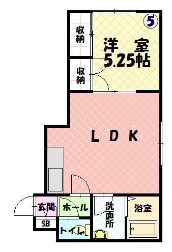 ウエストE(1LDK/2階)の間取り写真