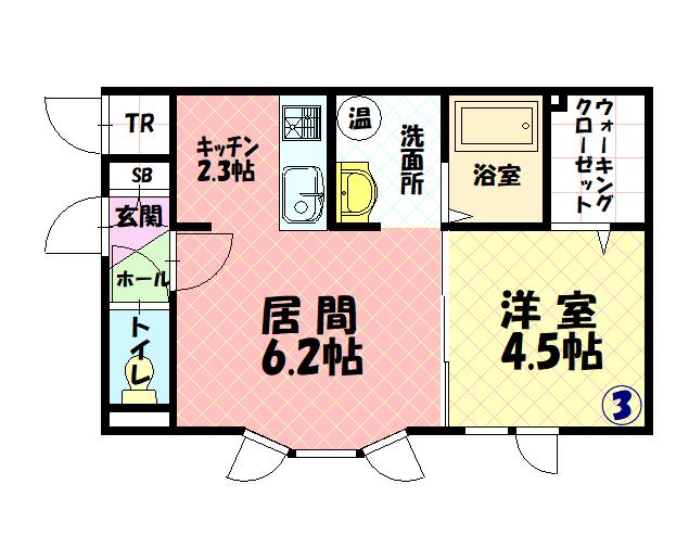 ルピナス24A(1LDK/2階)の間取り写真
