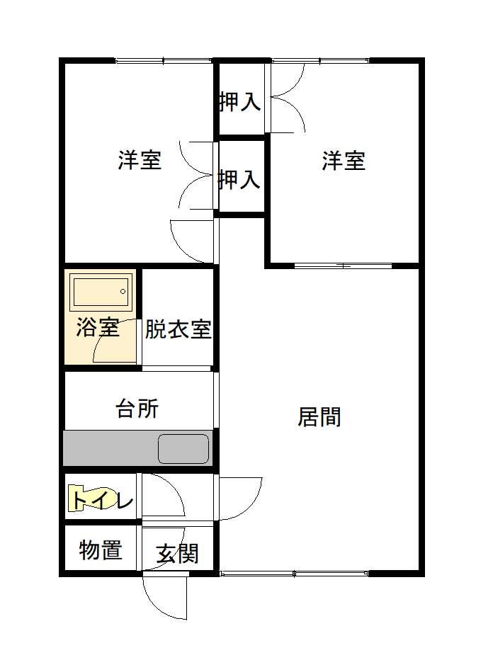 メープル(2LDK/2階)の間取り写真