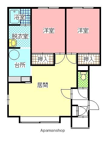 キャロルⅡ(2LDK/2階)の間取り写真