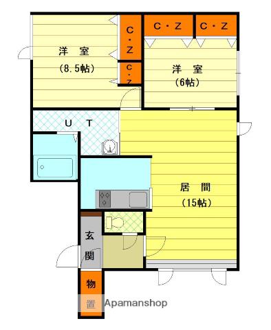 リリヴァレⅡ(2LDK/2階)の間取り写真