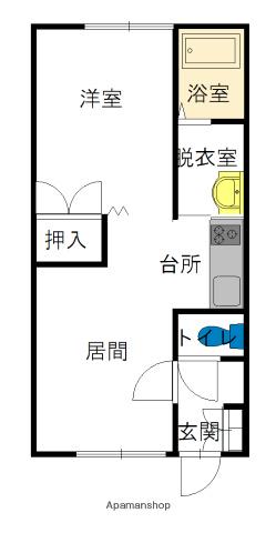 フロムK A棟(1LDK/2階)の間取り写真