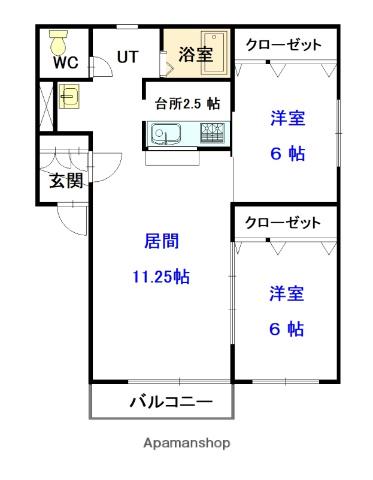 エスティパレスTAIRA(2LDK/3階)の間取り写真