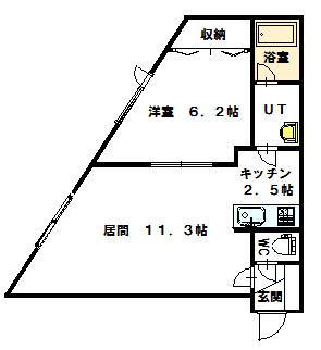さくらハイツⅡ(1LDK/2階)の間取り写真