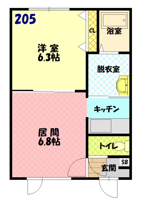 フルハウス(1LDK/2階)の間取り写真
