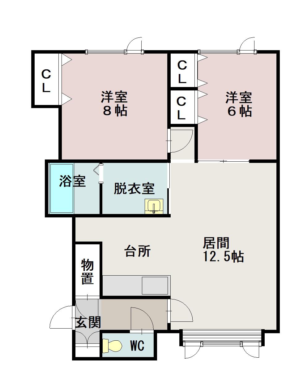 プリウス(2LDK/2階)の間取り写真