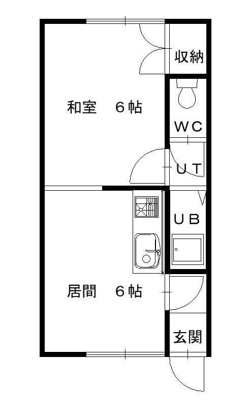 新都ハイツⅠ(1DK/2階)の間取り写真