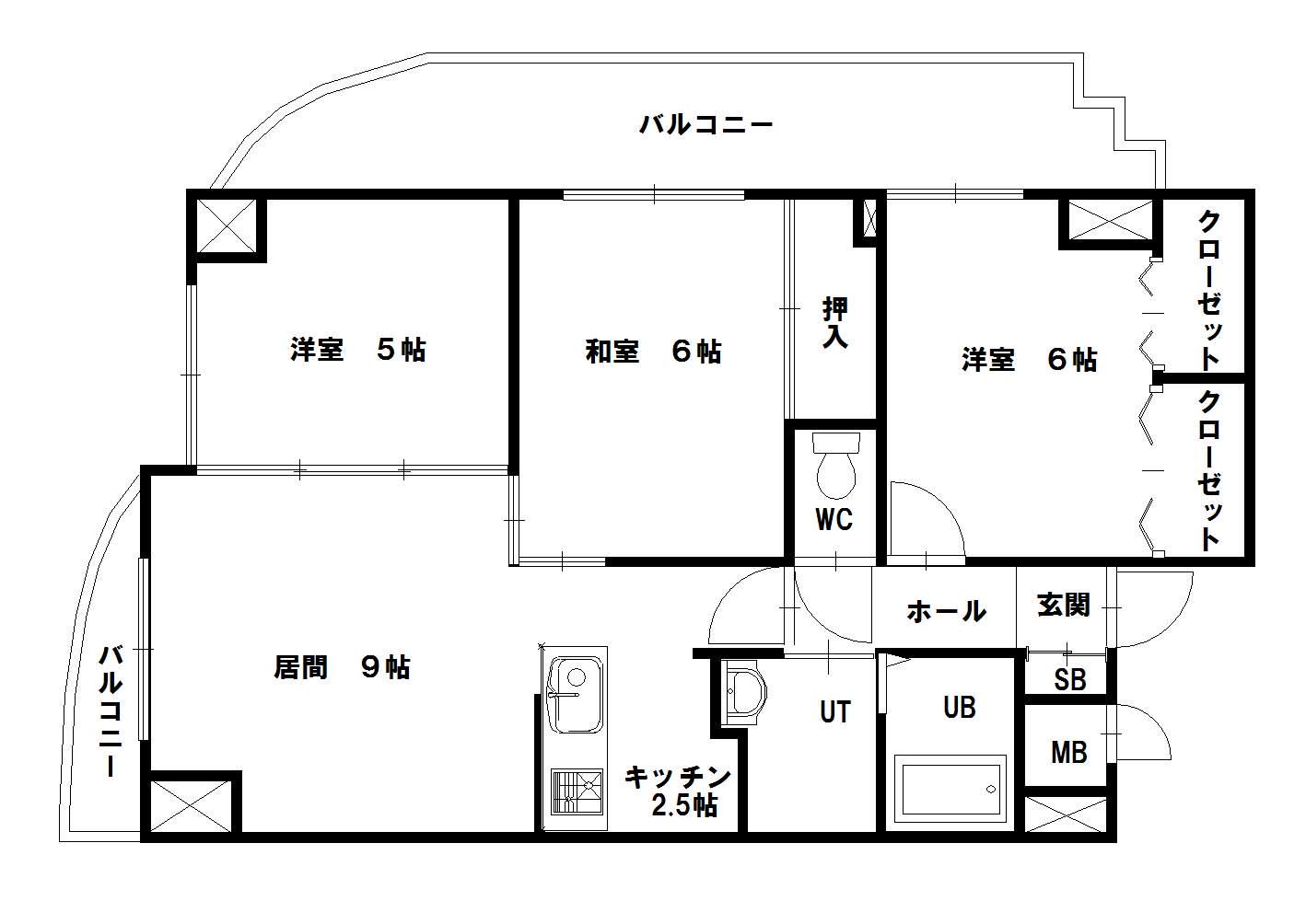ノルテ6条通弐番館(3LDK/6階)の間取り写真