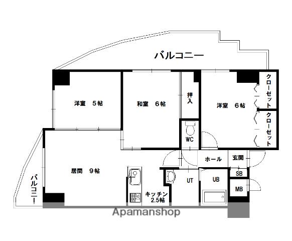 ノルテ6条通弐番館(3LDK/8階)の間取り写真