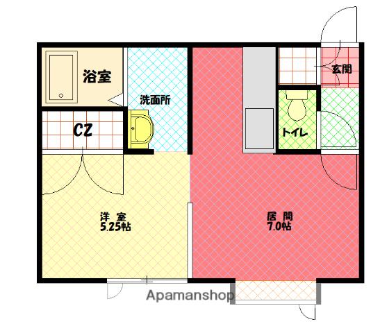メゾン華林(1LDK/2階)の間取り写真