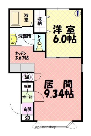 ドゥ・ランジェ1(1LDK/1階)の間取り写真