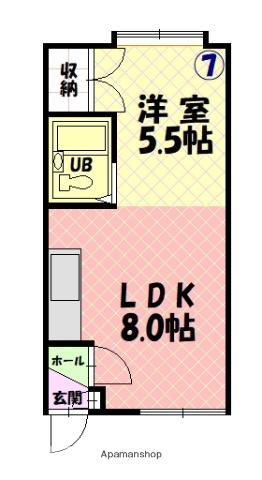 シャルム川端(1LDK/1階)の間取り写真