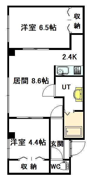 MIUNA BLDG(2LDK/3階)の間取り写真