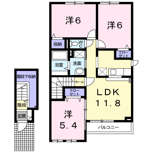 メゾンドひいらぎ(3LDK/2階)の間取り写真