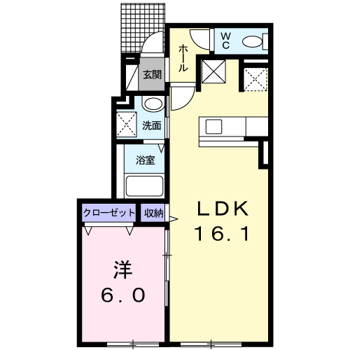 VIVACEⅠ(1LDK/1階)の間取り写真