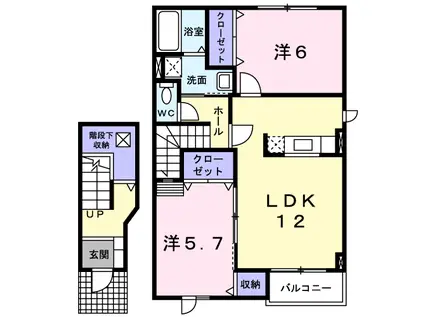 カナールヴィレA(2LDK/2階)の間取り写真