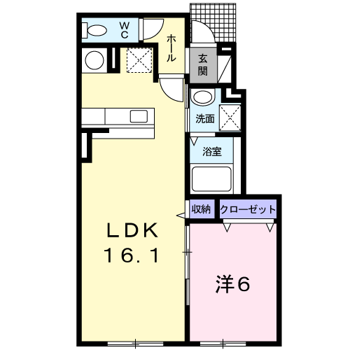 アリ・ビラⅢ(1LDK/1階)の間取り写真