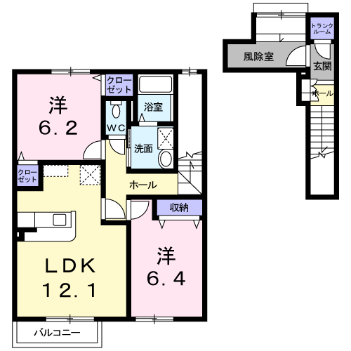 シティフォーレスト82(2LDK/2階)の間取り写真