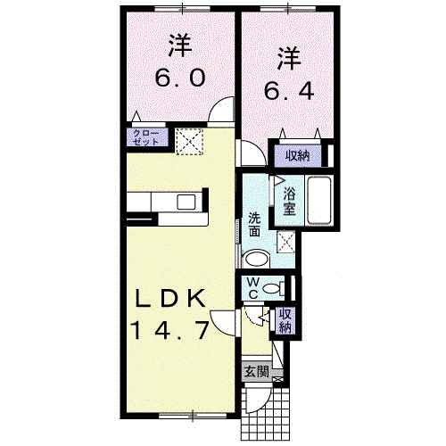 ヴィラ・チトセⅠ(2LDK/1階)の間取り写真