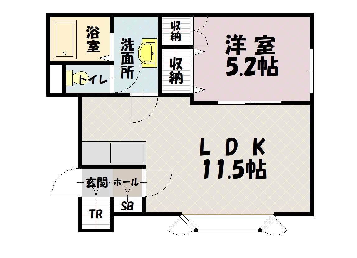 ウィステリア21B(1LDK/2階)の間取り写真