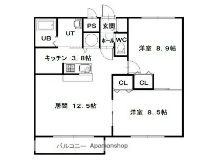 メゾンベルタデーレFM(2LDK/3階)の間取り写真