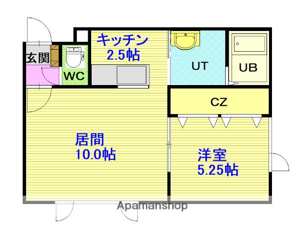 ヒルズシオン(1LDK/2階)の間取り写真
