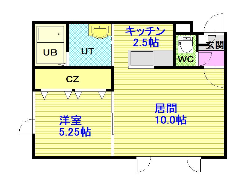 ヒルズシオン(1LDK/2階)の間取り写真