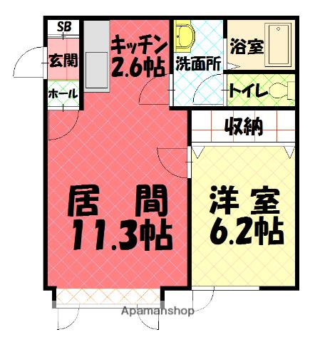 イースト HILLⅢ(1LDK/2階)の間取り写真