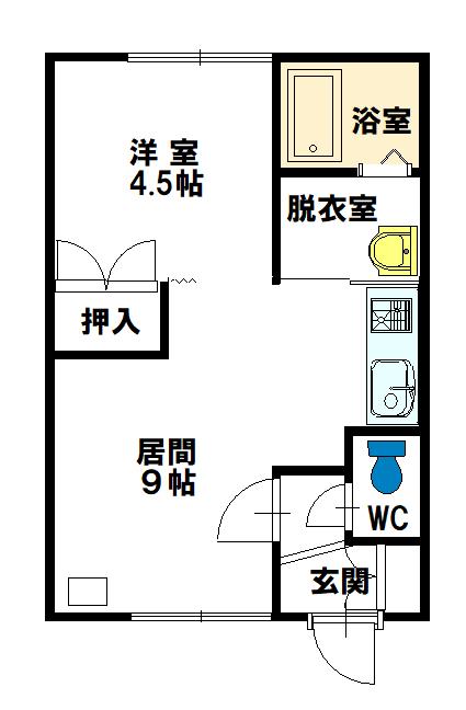 カーサエスポワール(1LDK/1階)の間取り写真