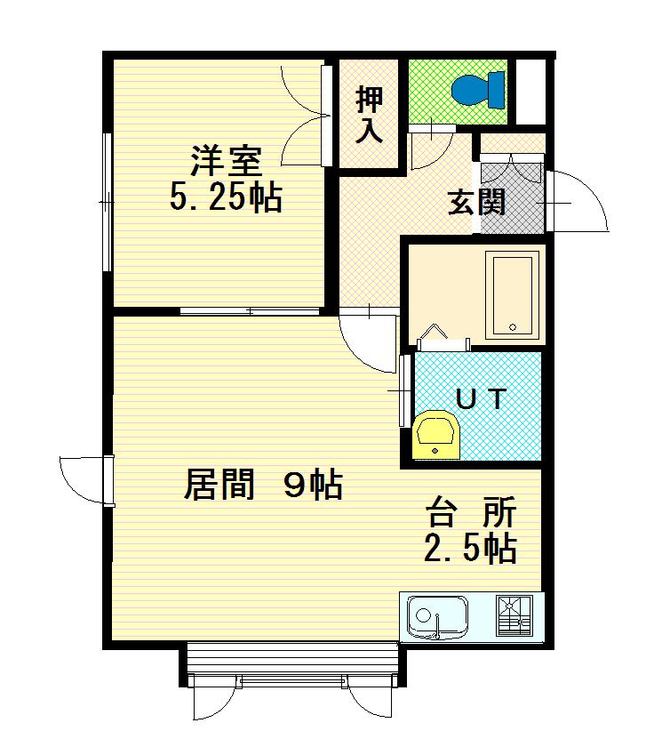 グランビュー東光(1LDK/2階)の間取り写真