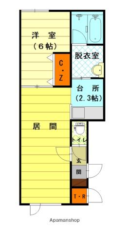クリスタA(1LDK/1階)の間取り写真