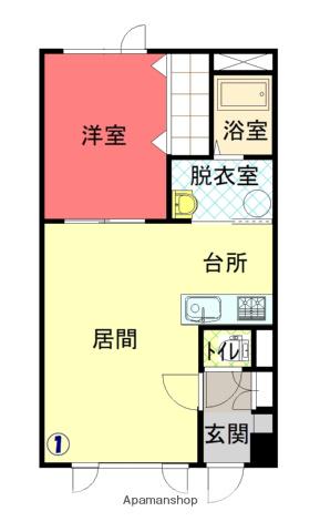 ラ・フランス(1LDK/2階)の間取り写真