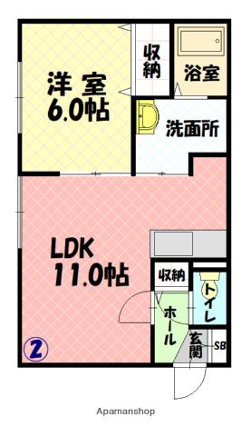 フォレスト美瑛(1LDK/1階)の間取り写真