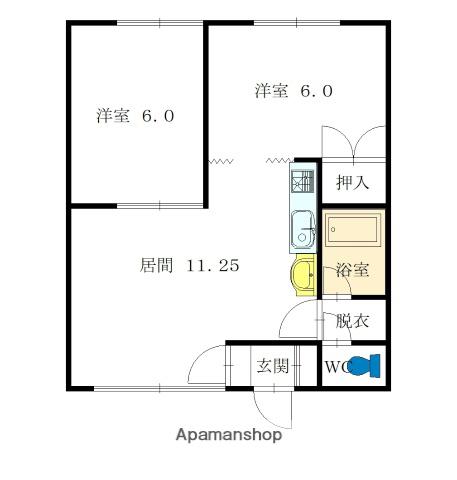 VIEW FLAT67A(2LDK/1階)の間取り写真
